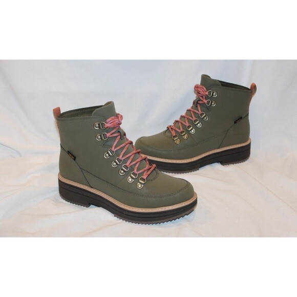 Teva Shoes - Teva Women's Leather Midform Combat Lace Up Boots Dark Olive NEW SZ 9